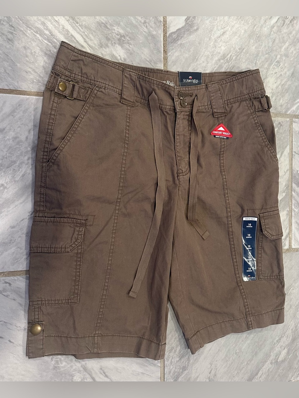 NWT St.John’s Bay Womens Brown Bermuda Shorts Size 10 Comfort Waist